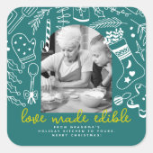 クリスマス応援ホリデーベーキンググリーンフォト スクエアシール (正面)