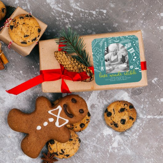 クリスマス応援ホリデーベーキンググリーンフォト スクエアシール