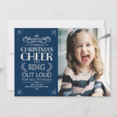 クリスマス応援ホリデー写真イン青 シーズンカード (正面)