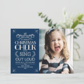 クリスマス応援ホリデー写真イン青 シーズンカード (スタンド正面)