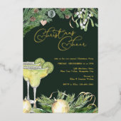 クリスマス応援マルガリータとミストレトーパーティー金ゴールド 箔招待状 (正面)