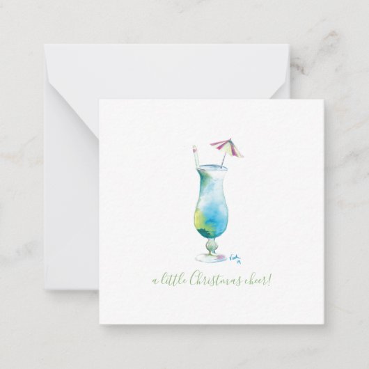 クリスマス応援ミニホリデーブルーハワイカクテル ノートカード (正面)