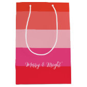 クリスマス応援レッドストライプズホリデイ ミディアムペーパーバッグ (正面)
