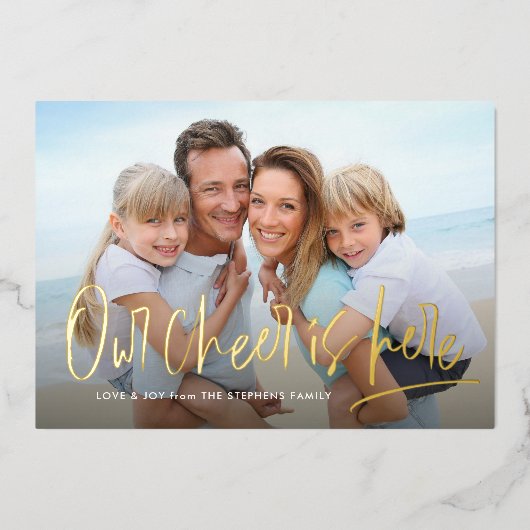 クリスマス応援ワンフォトおもしろいかわいい 箔シーズンカード (正面)