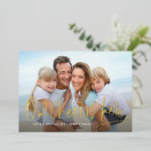 クリスマス応援ワンフォトおもしろいかわいい 箔シーズンカード (立ち正面)