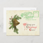 クリスマス応援ヴィンテージベルアンティークホリデイ ポストカード (正面/裏面)