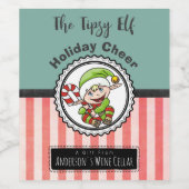 クリスマス応援付き休日小妖精や小人イラストレーション ワインラベル (シングルラベル)