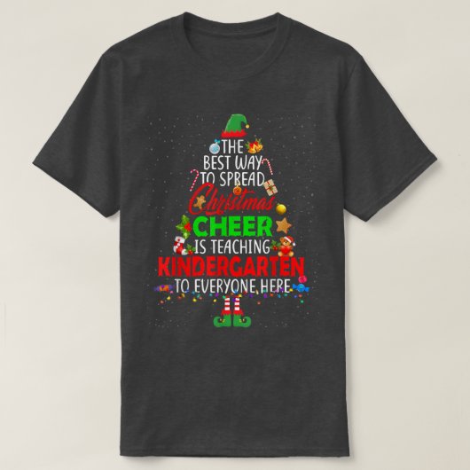 クリスマス応援教えは幼稚園サンタ小妖精や小人 Tシャツ (デザイン正面)