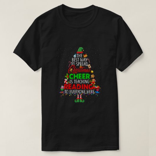 クリスマス応援教えズ読サンタ小妖精や小人テアック Tシャツ (デザイン正面)