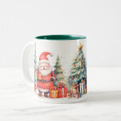 クリスマス応援、サンタクロース ツートーンマグカップ (正面左)