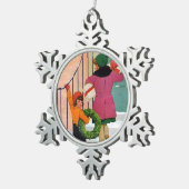 クリスマス応援 スノーフレークピューターオーナメント (右)