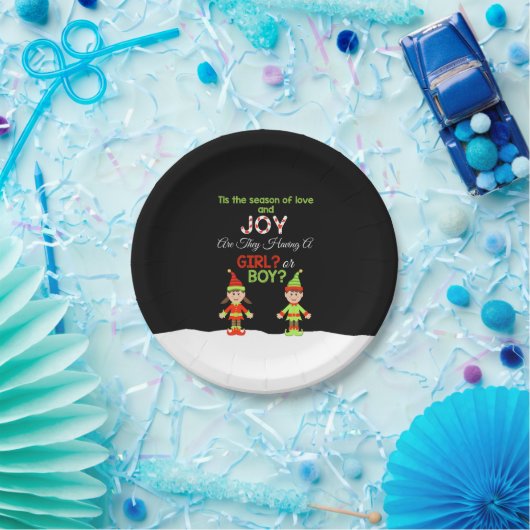 クリスマス性別リビール紙プレート-小妖精や小人 ペーパープレート (パーティー)