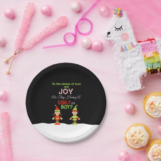 クリスマス性別リビール紙プレート-小妖精や小人 ペーパープレート (パーティー)