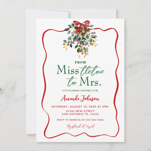 クリスマス恋しく思のブライダルシャワーに対する機微 招待状 (正面)