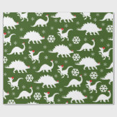 クリスマス恐竜と雪片 ラッピングペーパー (フラット)