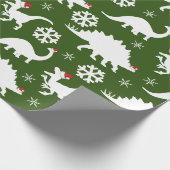 クリスマス恐竜と雪片 ラッピングペーパー (角)