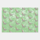 クリスマス恐竜のおもしろい水色 ラッピングペーパーシート (正面3)