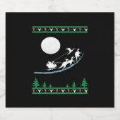 クリスマス恐竜のそり乗りシャツクリスマスTレックスCh スパークリングワインラベル (シングルラベル)