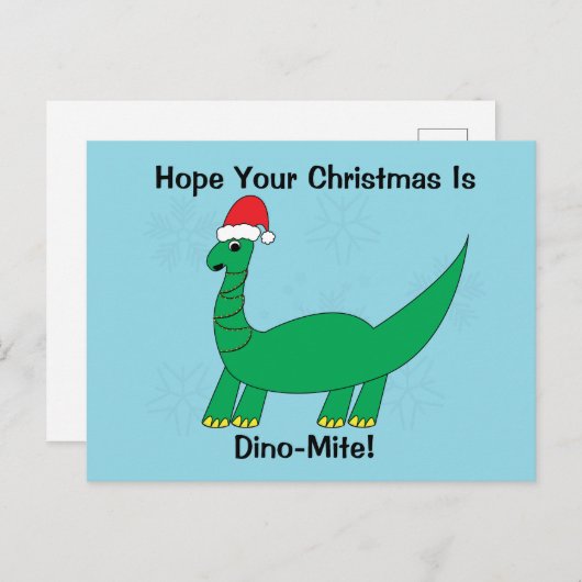 クリスマス恐竜のダイノミテのパーソナライズおもしろい ポストカード (正面/裏面)