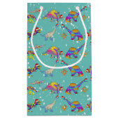 クリスマス恐竜のパタパーソナライズされたーン スモールペーパーバッグ (裏面)