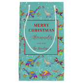 クリスマス恐竜のパタパーソナライズされたーン スモールペーパーバッグ (正面)