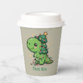 クリスマス恐竜の光パーティーおもしろいツリーレックス 紙コップ (正面)