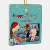 クリスマス恐竜の写真の記念品 セラミックオーナメント (右)