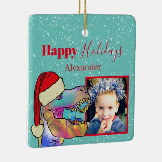 クリスマス恐竜の写真の記念品 セラミックオーナメント (右)