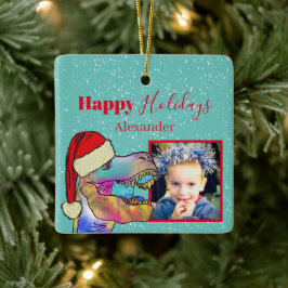 クリスマス恐竜の写真の記念品 セラミックオーナメント