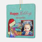 クリスマス恐竜の写真の記念品 セラミックオーナメント (左)