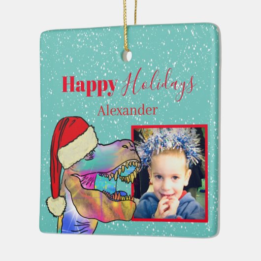 クリスマス恐竜の写真の記念品 セラミックオーナメント (左)