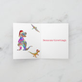 クリスマス恐竜の子供の写真 シーズンカード (内部)