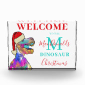 クリスマス恐竜の家族の名前へようこそ フォトブロック (正面)
