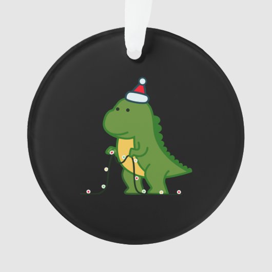 クリスマス恐竜の木のレックスが糸を引き上げる オーナメント (正面)