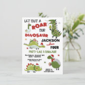 クリスマス恐竜の誕生日パーティーの招待状 招待状 (スタンド正面)