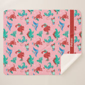 クリスマス恐竜キッズおもしろいホリデーパーソナライズされた シェルパブランケット (正面(横))