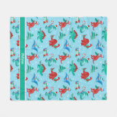 クリスマス恐竜キッズおもしろいホリデーパーソナライズされた フリースブランケット (正面(横))