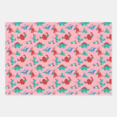 クリスマス恐竜キッズおもしろい冬季休暇 ラッピングペーパーシート (正面3)