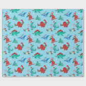 クリスマス恐竜キッズおもしろい冬季休暇 ラッピングペーパー (フラット)