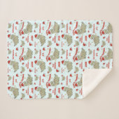 クリスマス恐竜サンタザウルスネームブルーベビー シェルパブランケット (正面(横))