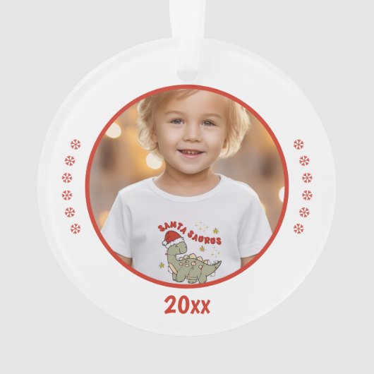 クリスマス恐竜サンタザウルス名写真オーナメント オーナメント (裏面)