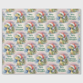 クリスマス恐竜サンタハット ラッピングペーパー (フラット)