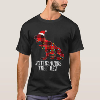クリスマス恐竜サンタ・プレイド・ライツシテルサウルス Tシャツ