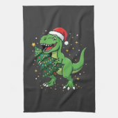 クリスマス恐竜サンタTレックス キッチンタオル (縦)