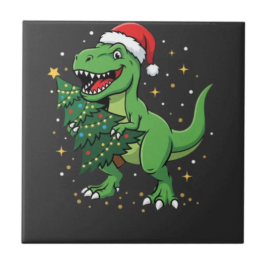 クリスマス恐竜サンタTレックス タイル (正面)
