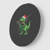 クリスマス恐竜サンタTレックス ラージ壁時計 (傾斜)