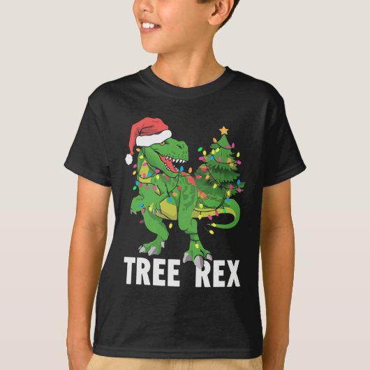 クリスマス恐竜ツリーレックスクリスマストレックスパジャマスメンズ Tシャツ (正面)