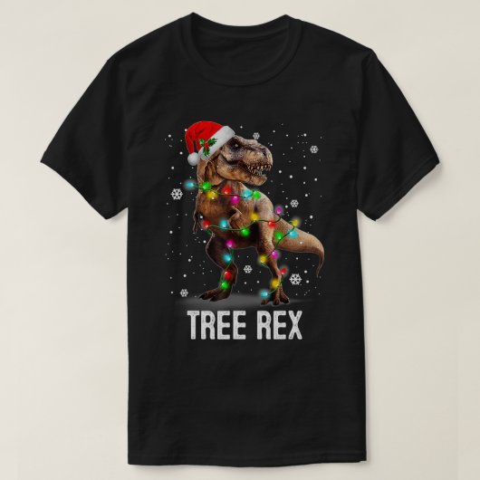クリスマス恐竜ツリーレックスパジャマスメンボーイズクリスマス Tシャツ (デザイン正面)