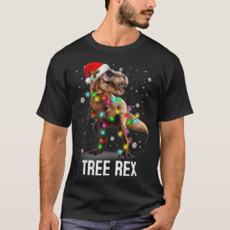 クリスマス恐竜ツリーレックスパジャマスメンボーイズクリスマス Tシャツ