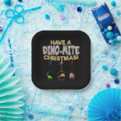 クリスマス恐竜ディノプン ペーパープレート (パーティー)